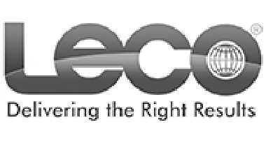 LECO logo with the slogan Delivering the Right Results underneath. The letter O in LECO contains a globe graphic.